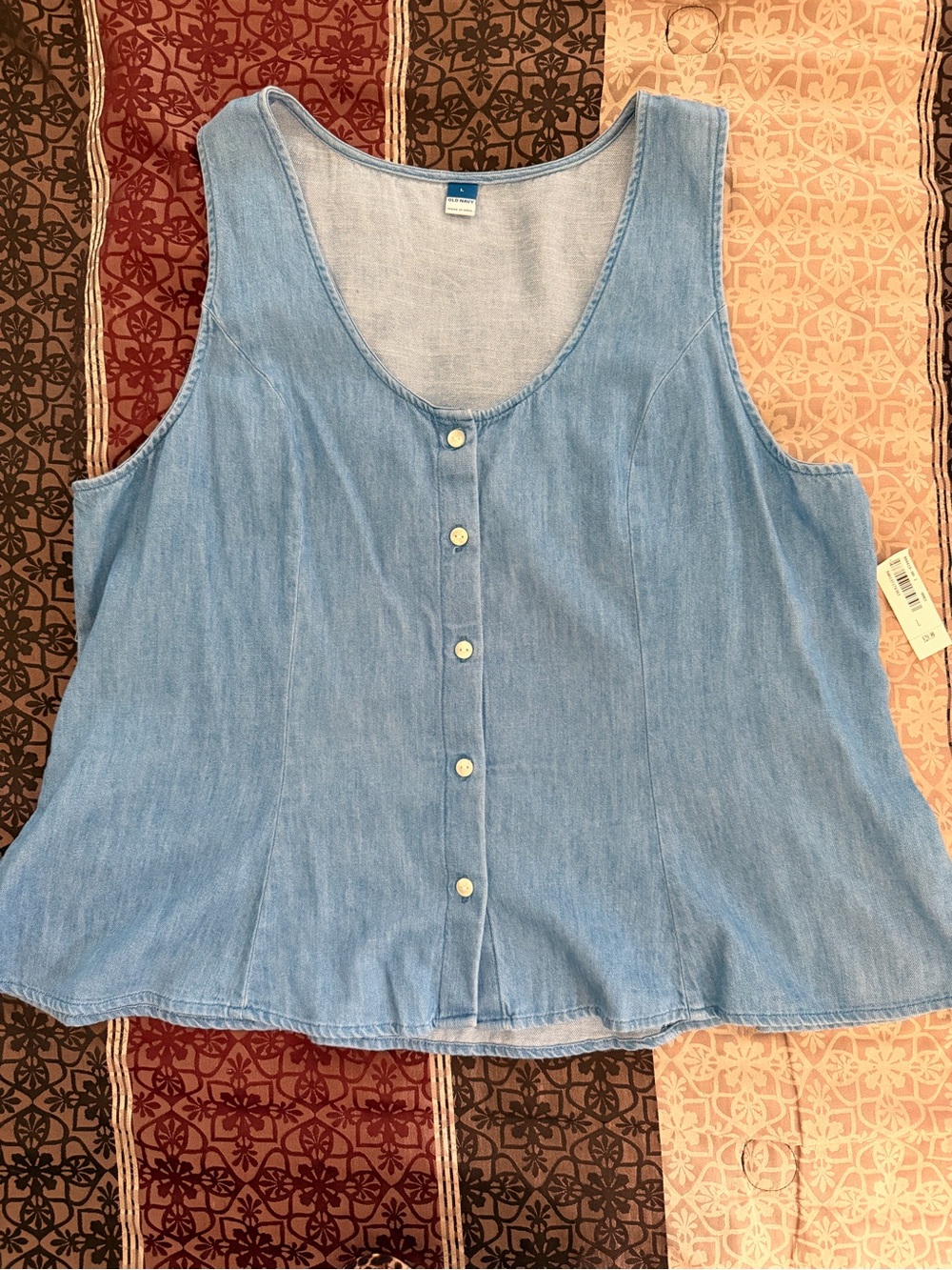 Old Navy Light Blue Denim Button-Front Tank